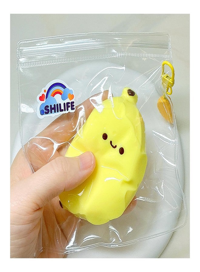 SHILIFE Taba Squishy,Stress Ball, Kawaii Squishies Silica Gel Toys,Stress Relieving Fur Ball OPP Packaging Gifts|Squishy Fidget Toys for Anxiety&Relaxation|Perfect Desk Accessory for Adults (Banana) - Image 5